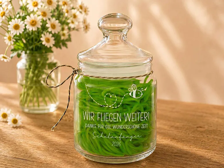 Graviertes Glas als Danke Geschenk Grundschule