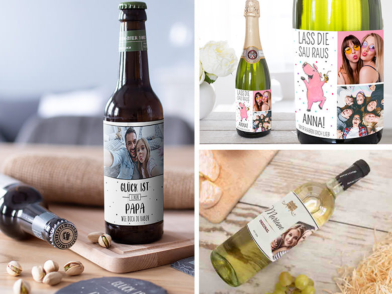 Wein & Bierflaschen Etiketten Hochzeit Geburtstag Geschenk Aufkleber für Sekt 