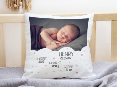 Kissen als Babygeschenk mit Namen