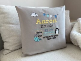 Stickkissen Geschenk zur Geburt