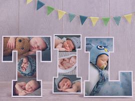 Deko-Buchstaben zur Geburt