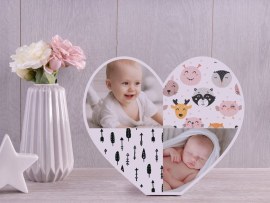 Deko-Herz mit Babyfotos