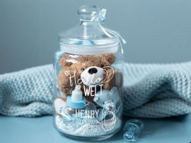 Geschenk im Glas zur Geburt
