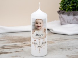 Personalisierte Kerze zur Geburt