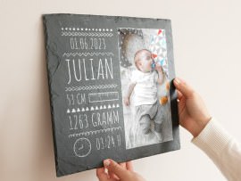 Schieferplatte als Geschenk zur Geburt