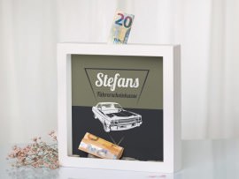 Bilderrahmen-Spardose Führerscheinkasse