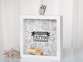 Bilderrahmen-Spardose Tattoo-Kasse