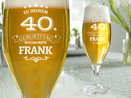 Bierglas zuum 40. Geburtstag