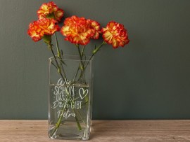 Glasvase mit Namensgravur