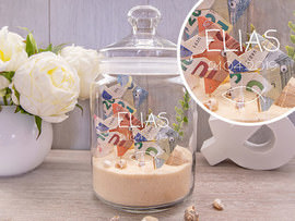 Keksglas mit Geld-Fischen