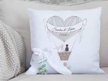Geldgeschenk Hochzeitskissen Heißluftballon