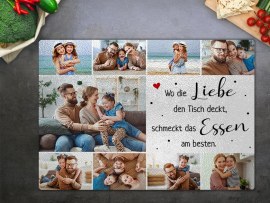 Glasschneidebrett mit Foto