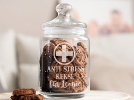 Graviertes Keksglas Anti Stress Kekse