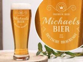 Weizenbierglas mit Gravur