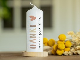 Kerze mit Foto kleines Dankeschön