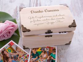 Gravierte Schatztruhe als Dankeschön
