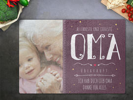 Glasschneidebrett mit Foto