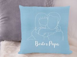 Besticktes Kissen Lineart-Style für Papa