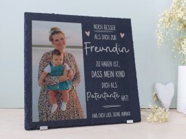 Schieferplatte Geschenk Taufpatin