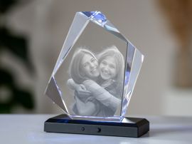 Glaskristall mit Foto