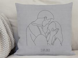 Besticktes Kissen Lineart-Style zum Jahrestag