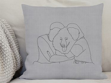 Besticktes Kissen Lineart-Styl Haustier