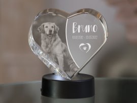 Glasherz mit Foto als Andenken