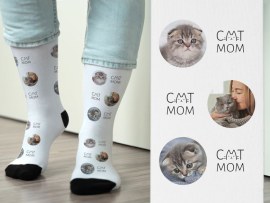 Socken mit Katzenfotos