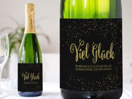 Personalisiertes Sektetikett Viel Glück
