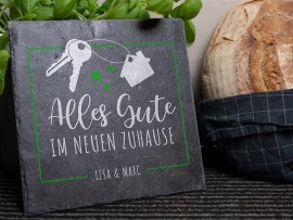 Bedruckte Schieferplatte Brot & Salz