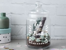 Graviertes Glas mit Gutschein