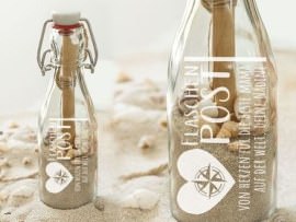 Gravierte Flasche für Gutscheine