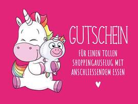 Gutschein Weihnachten Idee Einhorn pink