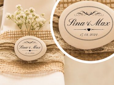 Bedruckter Platzstein Hochzeit