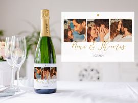 Sekt mit personalisierten Sektetiketten als Danke-Geschenk