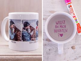 Tasse mit Keramikstift bemalen