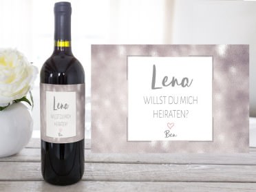 Weinetikett als Heiratsantrag-Idee