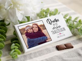 Schokolade mit Foto als Geschenk für Trauzeugin