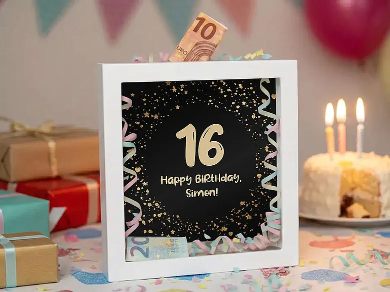 Spardose Geldgeschenk 16. Geburtstag