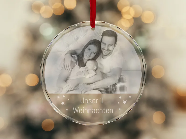 Deko-Glasanhänger mit Foto rund