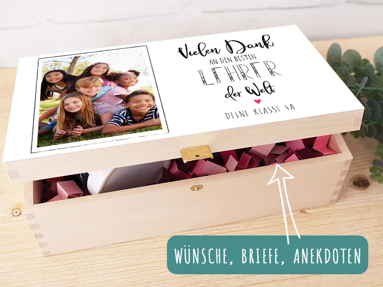 Geschenkbox mit Wünschen als Abschiedsgeschenk für Lehrer