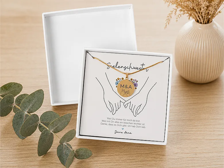 Geschenkschachtel Kette Motiv Hände