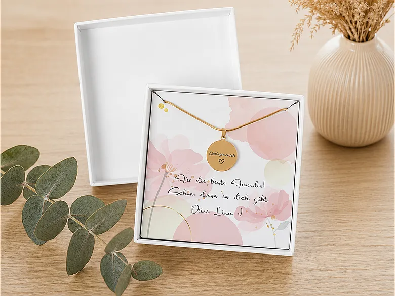 Geschenkschachtel Kette Motiv rosa