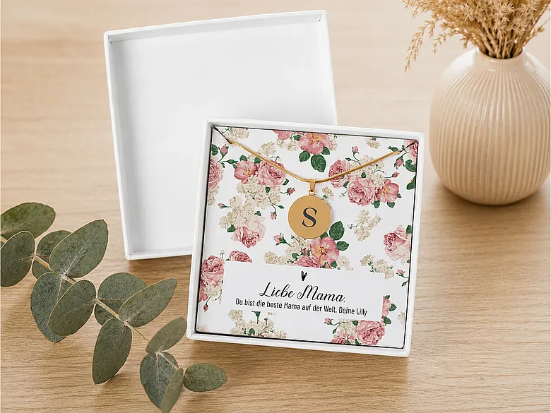 Geschenkschachtel Kette Motiv Blumen