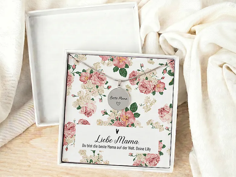 Geschenkschachtel Kette Motiv Blumen