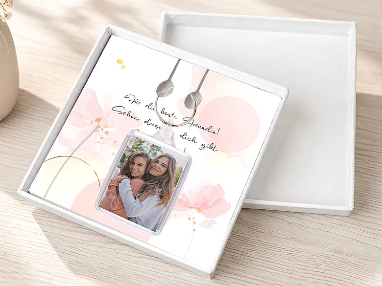Geschenkschachtel Schlüsselanhänger Motiv rosa
