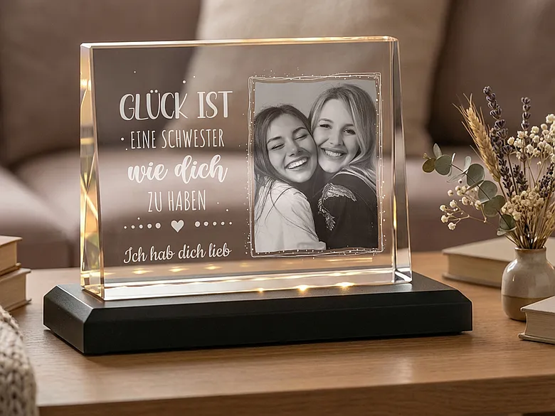Glasfoto für die Schwester