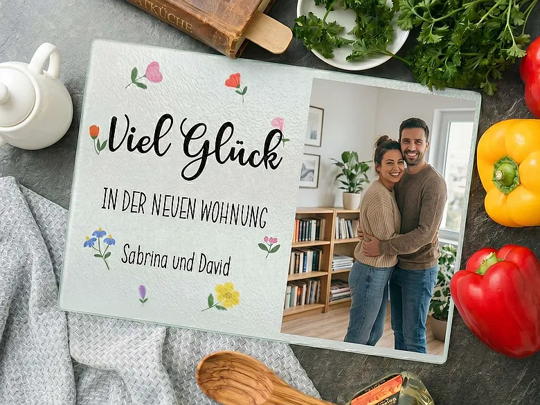 Glasschneidebrett zum Einzug in eigene Wohnung