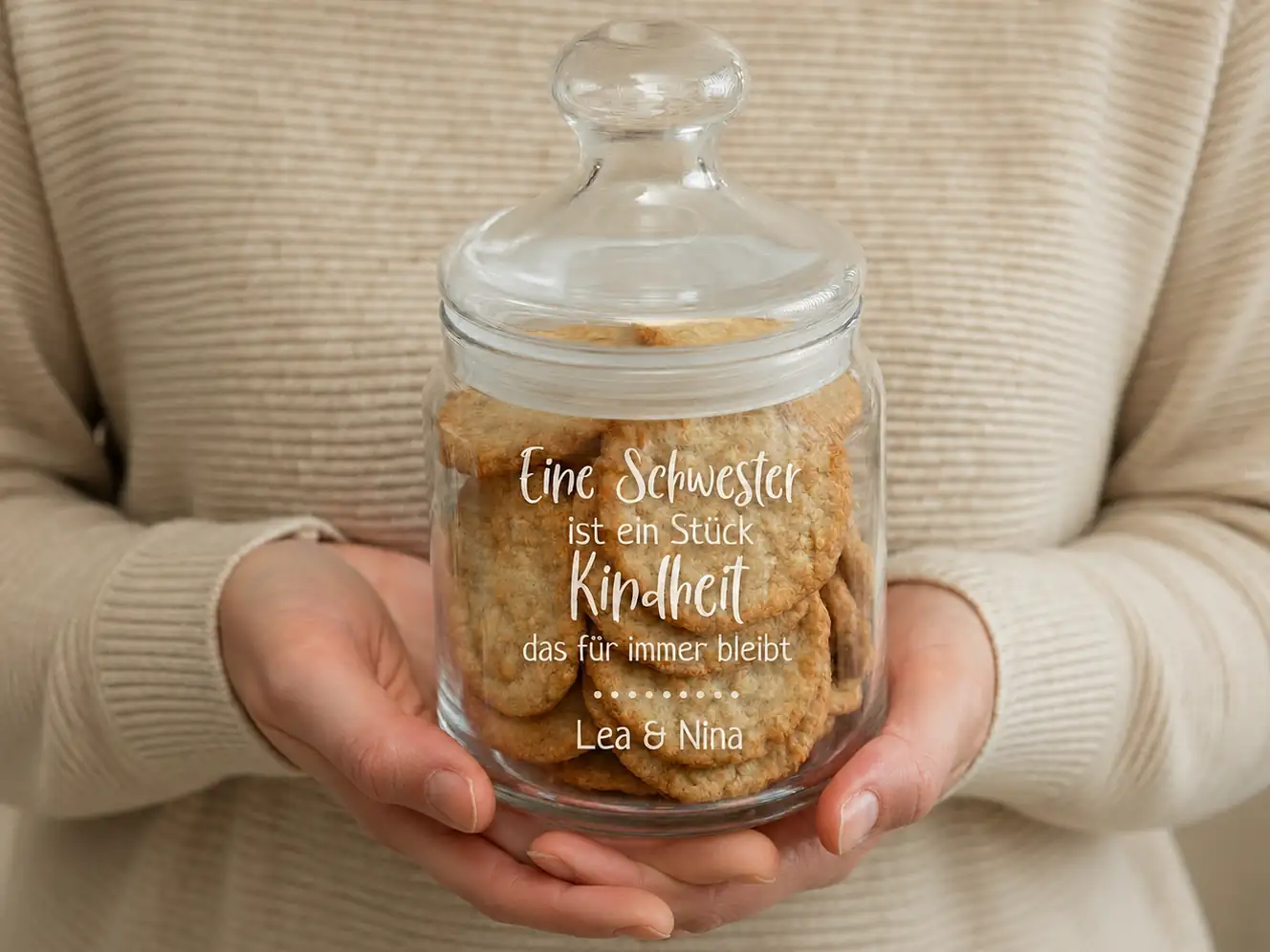 Keksglas als Geschenk für Schwester