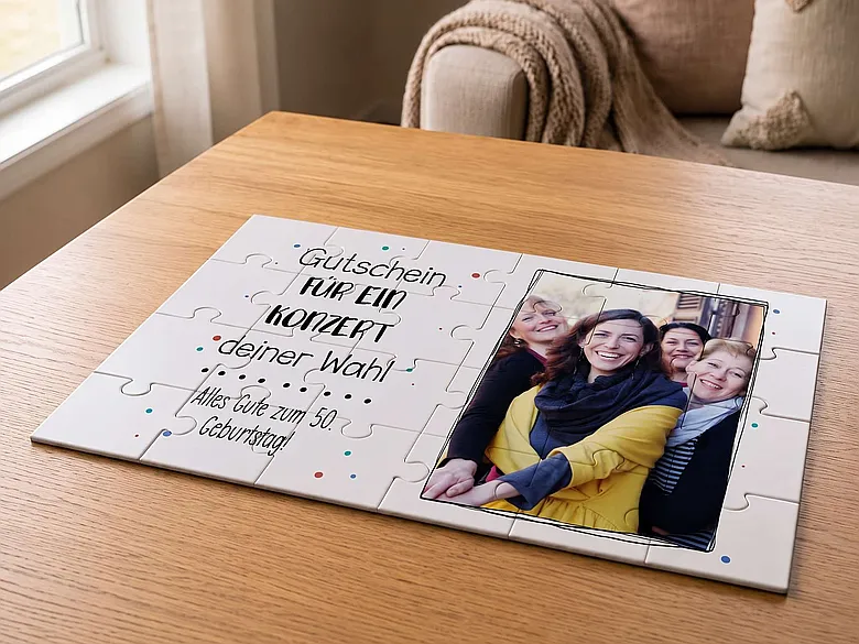 Bedrucktes Puzzle als Gutschein